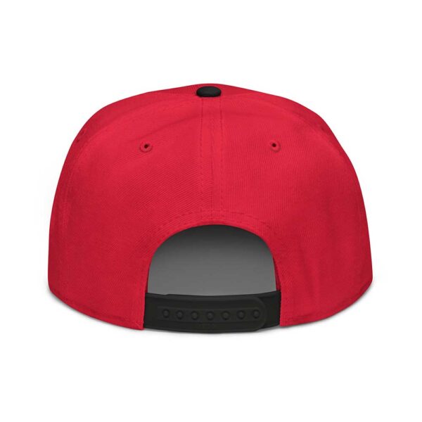 Black/Red/Red Snapback (White Stitch, Cursive) - Image 9