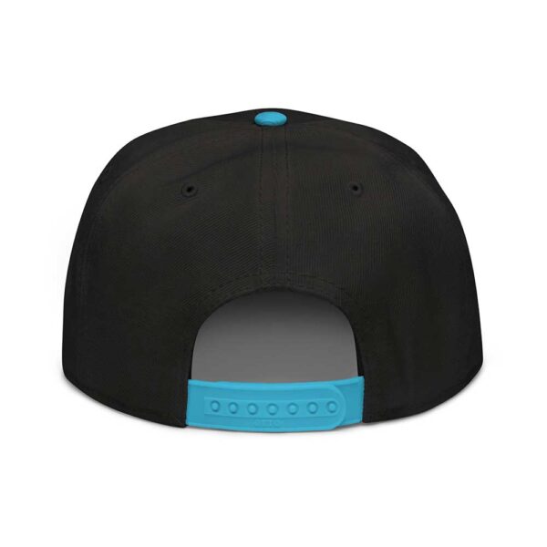 Aqua Blue/Black/Black Snapback (White Stitch, Cursive) - Image 9