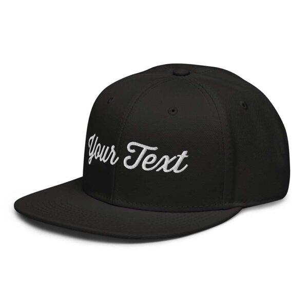 Black Snapback (White Stitch, Cursive)