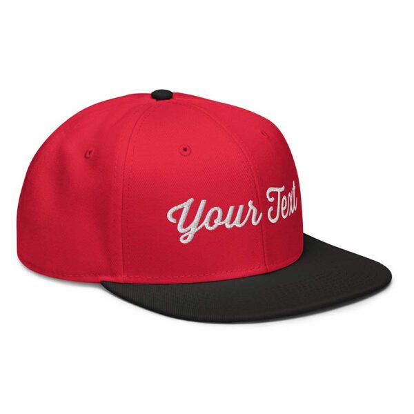 Black/Red/Red Snapback (White Stitch, Cursive) - Image 8