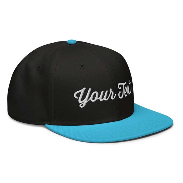 Aqua Blue/Black/Black Snapback (White Stitch, Cursive) - Image 8