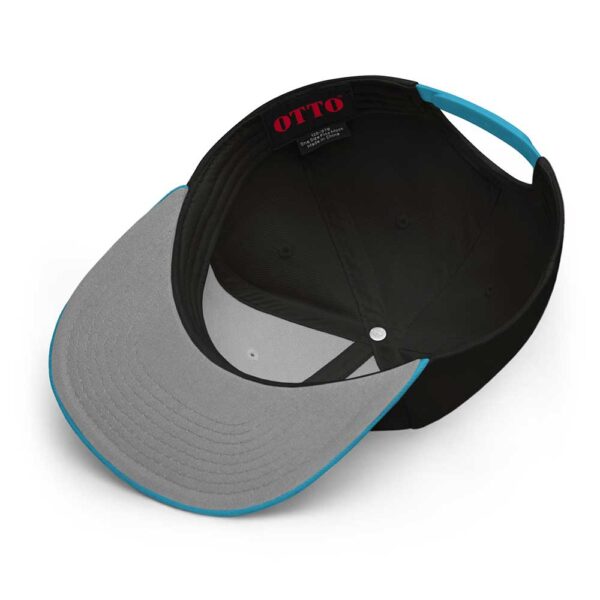 Aqua Blue/Black/Black Snapback (White Stitch, Cursive) - Image 6