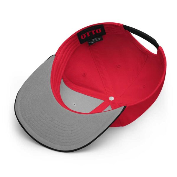 Black/Red/Red Snapback (White Stitch, Cursive) - Image 6