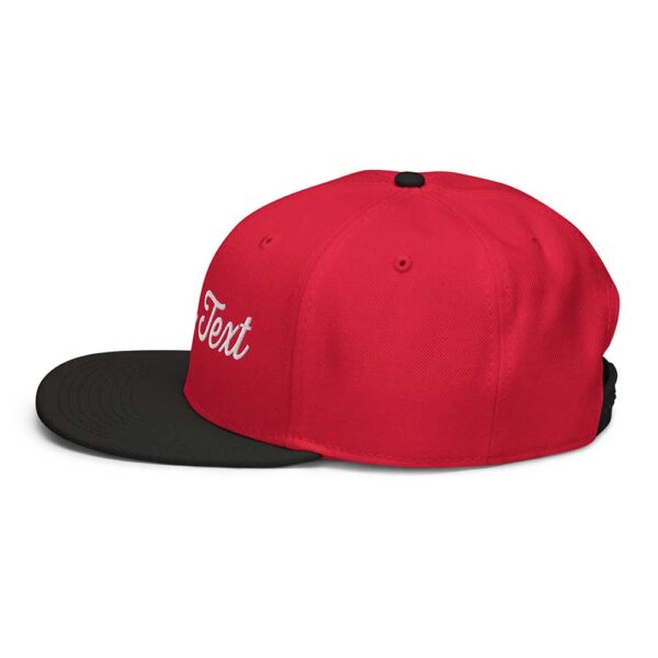 Black/Red/Red Snapback (White Stitch, Cursive) - Image 5