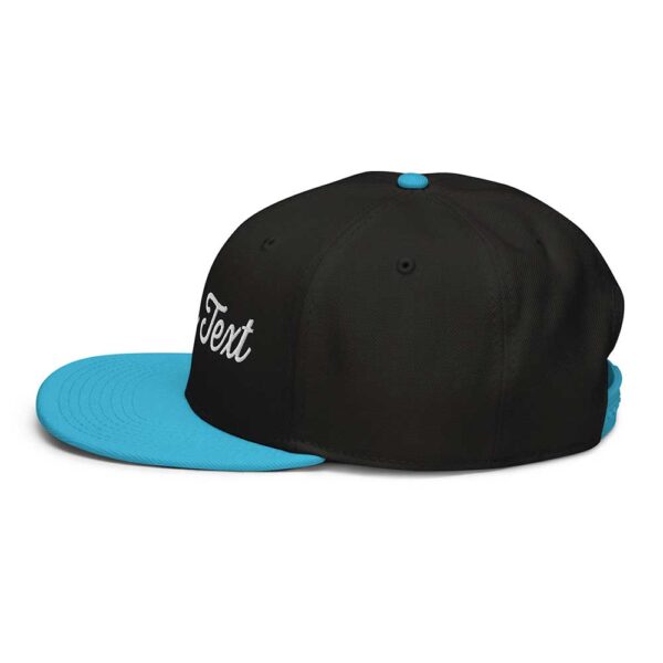 Aqua Blue/Black/Black Snapback (White Stitch, Cursive) - Image 5