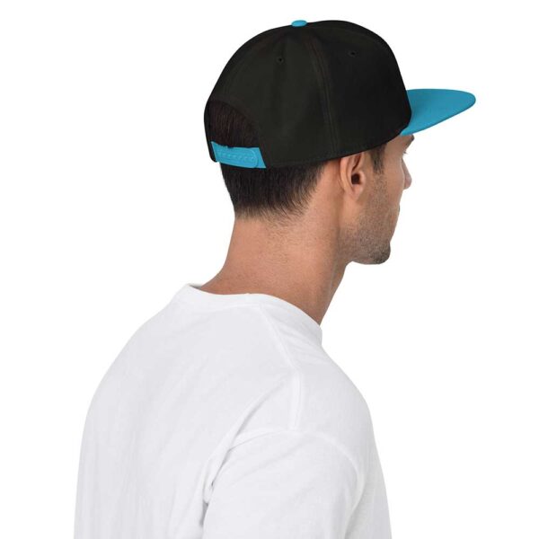 Aqua Blue/Black/Black Snapback (White Stitch, Cursive) - Image 4