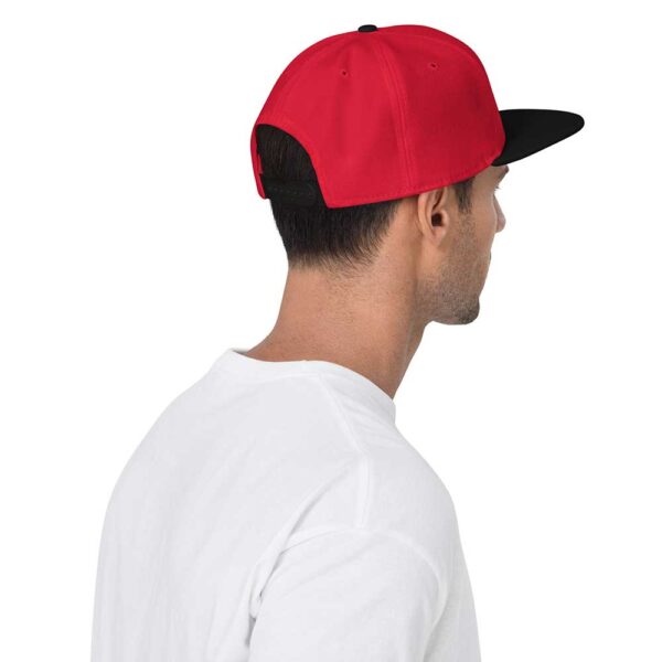 Black/Red/Red Snapback (White Stitch, Cursive) - Image 4