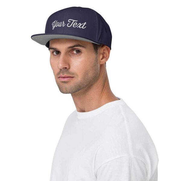 Navy Blue Snapback (White Stitch, Cursive) - Image 4