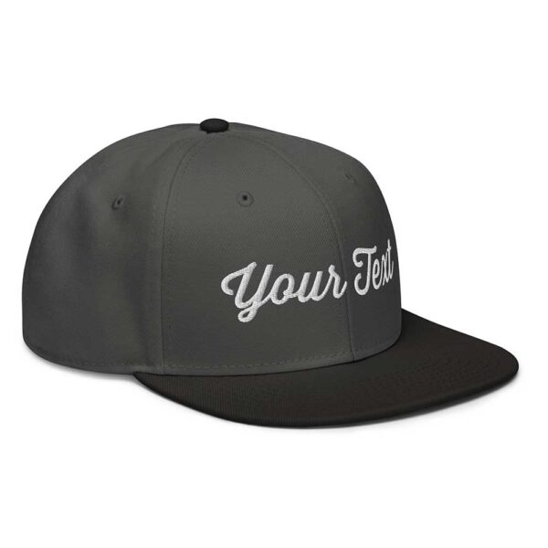 Black/Charcoal Gray/Charcoal Gray Snapback (White Stitch, Cursive) - Image 8