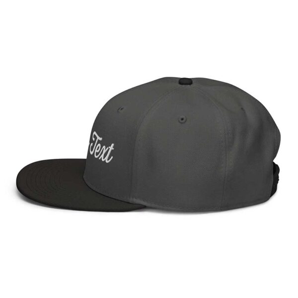 Black/Charcoal Gray/Charcoal Gray Snapback (White Stitch, Cursive) - Image 5