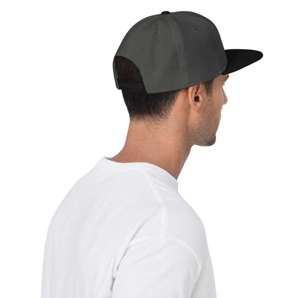 Black/Charcoal Gray/Charcoal Gray Snapback (White Stitch, Cursive) - Image 4