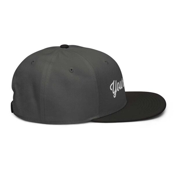 Black/Charcoal Gray/Charcoal Gray Snapback (White Stitch, Cursive) - Image 2