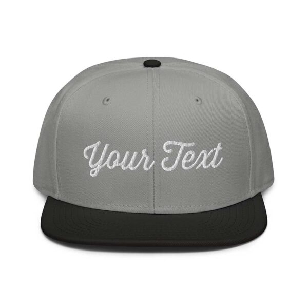 Black/Gray/Gray Snapback (White Stitch, Cursive) - Image 6