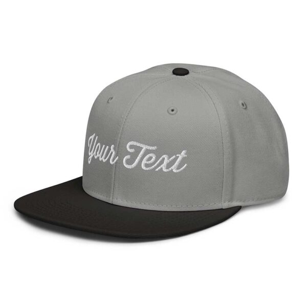 Black/Gray/Gray Snapback (White Stitch, Cursive)