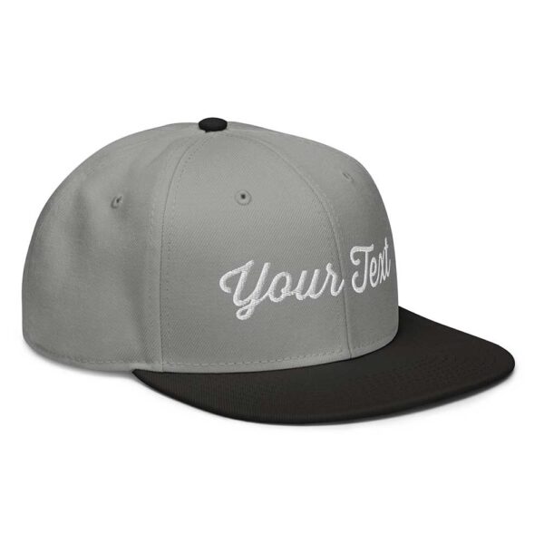 Black/Gray/Gray Snapback (White Stitch, Cursive) - Image 5