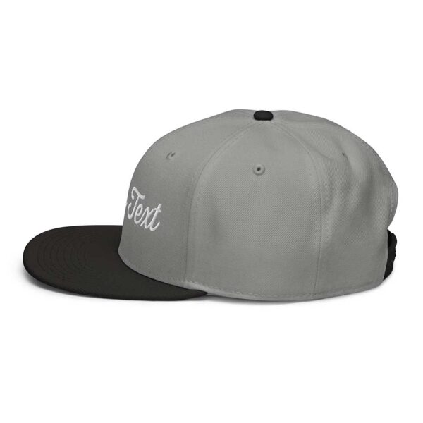 Black/Gray/Gray Snapback (White Stitch, Cursive) - Image 3