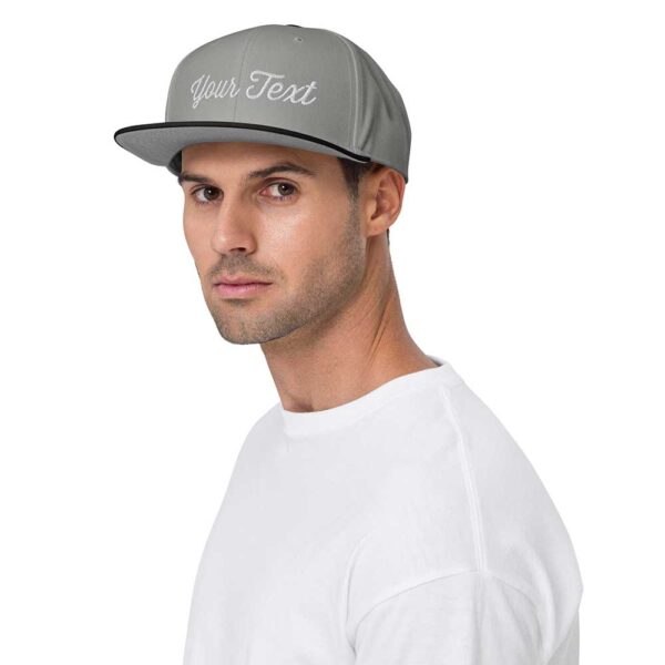 Black/Gray/Gray Snapback (White Stitch, Cursive) - Image 8