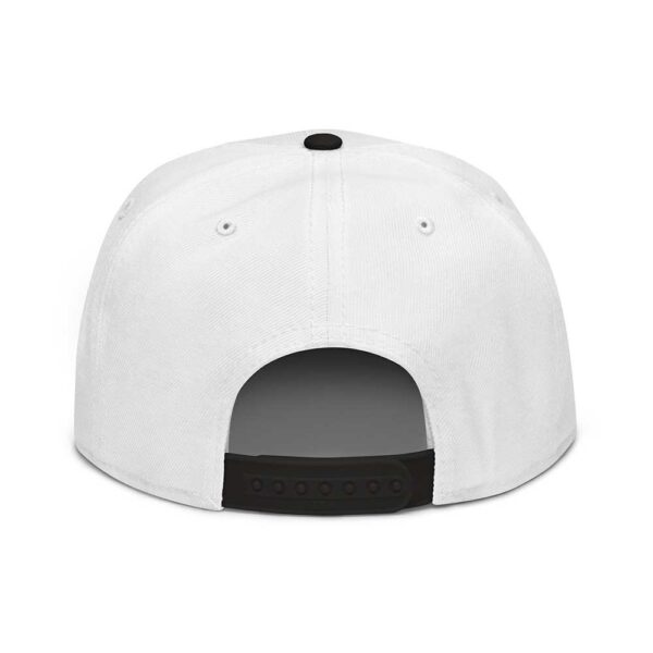 Black/White/White Snapback (White Stitch, Cursive) - Image 9