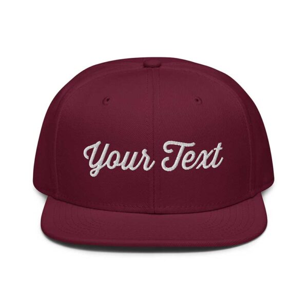 Burgundy Maroon Snapback (White Stitch, Cursive) - Image 7