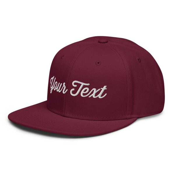 Burgundy Maroon Snapback (White Stitch, Cursive)