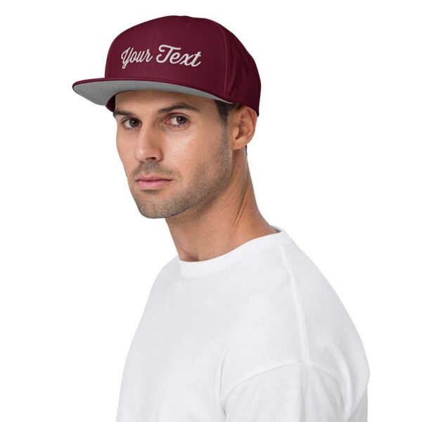 Burgundy Maroon Snapback (White Stitch, Cursive) - Image 9