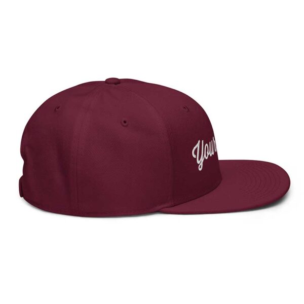 Burgundy Maroon Snapback (White Stitch, Cursive) - Image 3