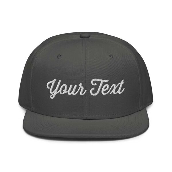 Charcoal Gray Snapback (White Stitch, Cursive) - Image 7