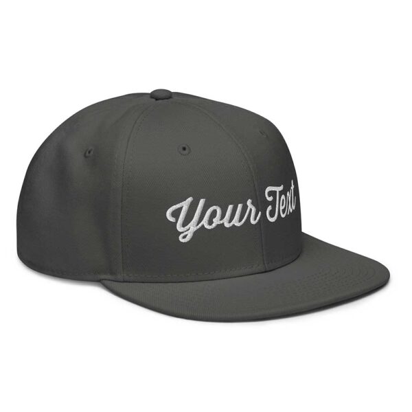 Charcoal Gray Snapback (White Stitch, Cursive) - Image 8