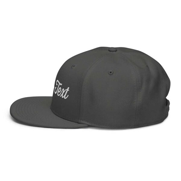 Charcoal Gray Snapback (White Stitch, Cursive) - Image 5