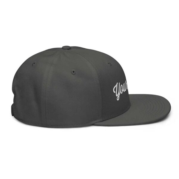 Charcoal Gray Snapback (White Stitch, Cursive) - Image 2