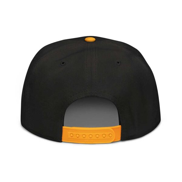 Gold/Black/Black Snapback (White Stitch, Cursive) - Image 8