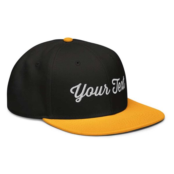 Gold/Black/Black Snapback (White Stitch, Cursive) - Image 7