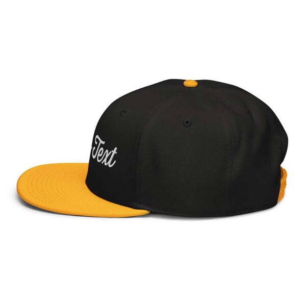 Gold/Black/Black Snapback (White Stitch, Cursive) - Image 4