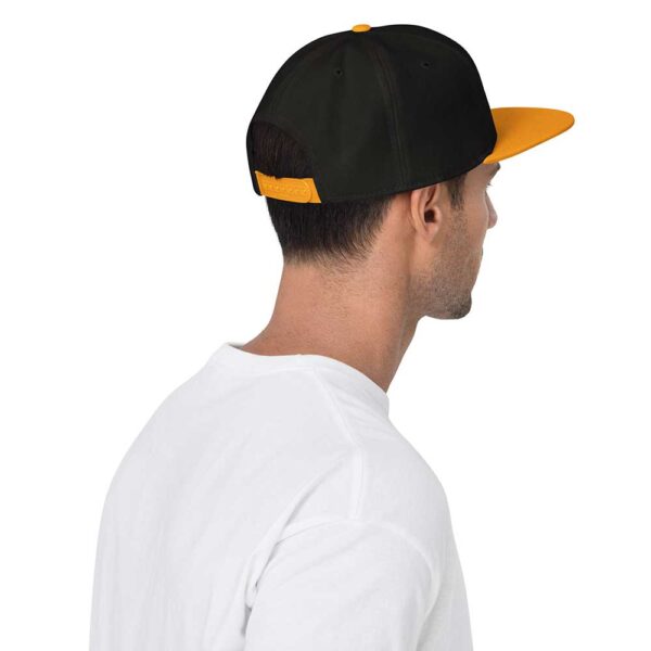 Gold/Black/Black Snapback (White Stitch, Cursive) - Image 3