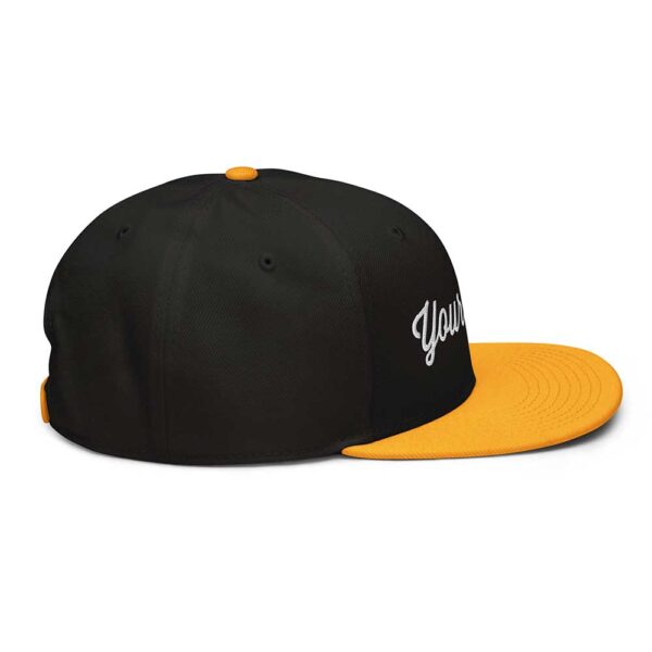 Gold/Black/Black Snapback (White Stitch, Cursive) - Image 2