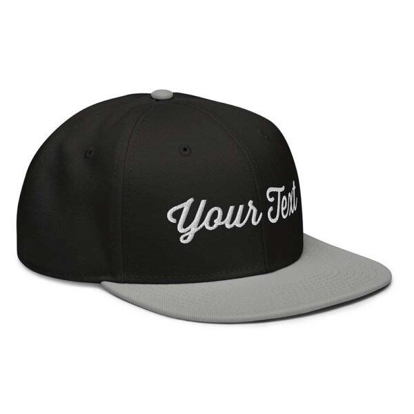 Gray/Black/Black Snapback (White Stitch, Cursive) - Image 7