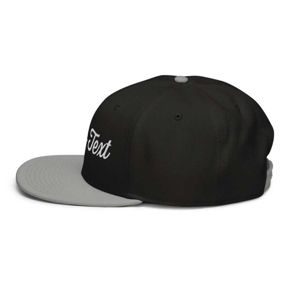 Gray/Black/Black Snapback (White Stitch, Cursive) - Image 4