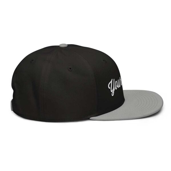 Gray/Black/Black Snapback (White Stitch, Cursive) - Image 2