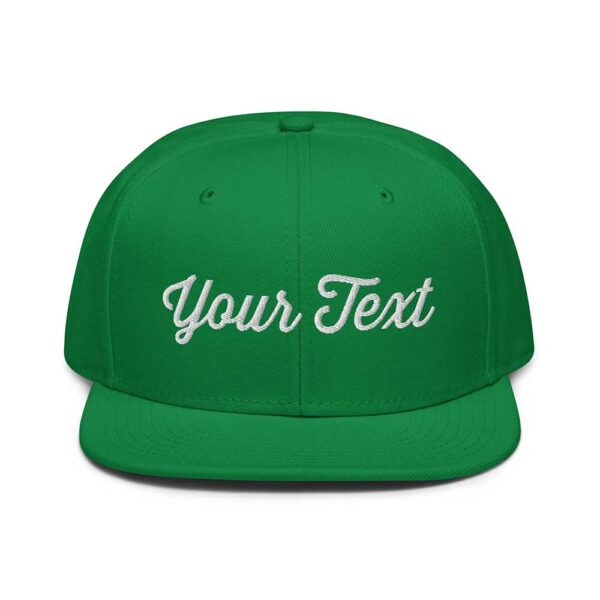 Kelly Green Snapback (White Stitch, Cursive) - Image 7