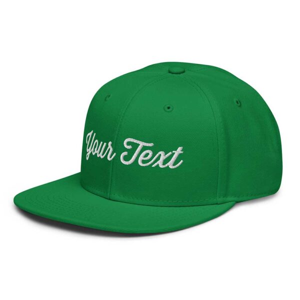 Kelly Green Snapback (White Stitch, Cursive)