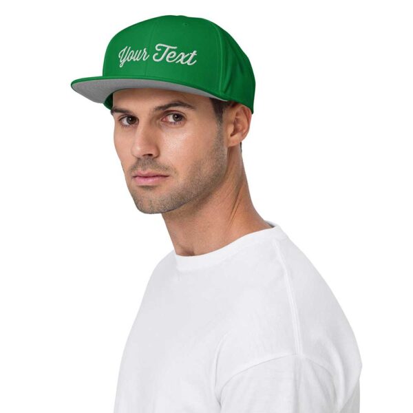 Kelly Green Snapback (White Stitch, Cursive) - Image 2