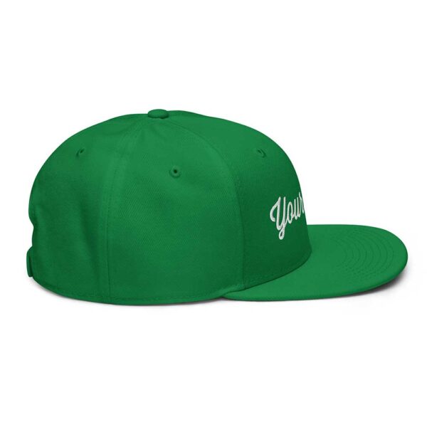 Kelly Green Snapback (White Stitch, Cursive) - Image 3