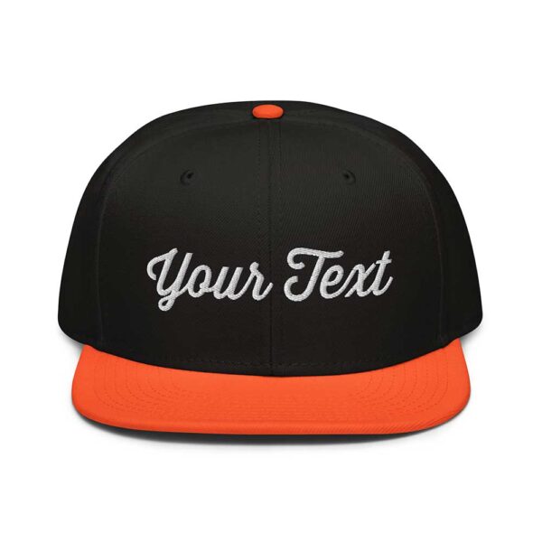 Orange/Black/Black Snapback (White Stitch, Cursive) - Image 7