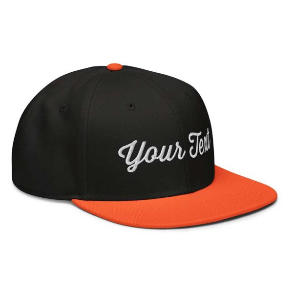 Orange/Black/Black Snapback (White Stitch, Cursive) - Image 8