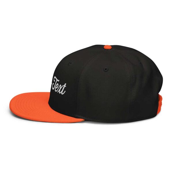 Orange/Black/Black Snapback (White Stitch, Cursive) - Image 5