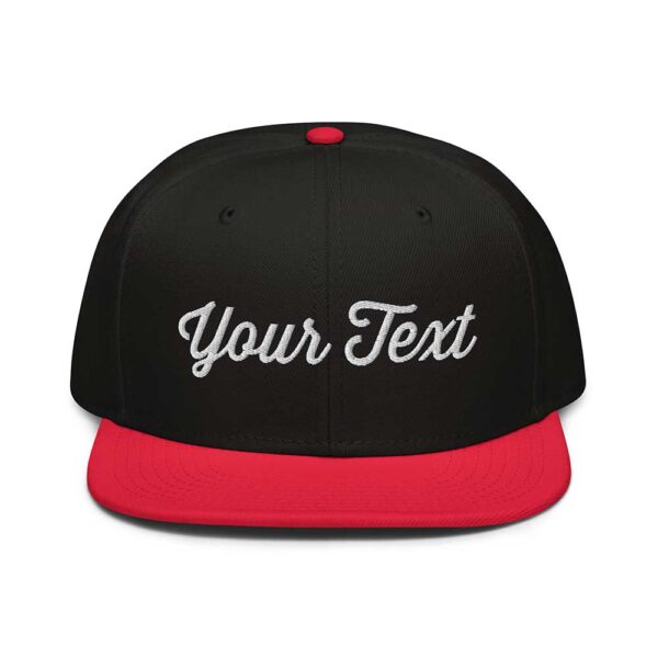 Red/Black/Black Snapback (White Stitch, Cursive) - Image 7