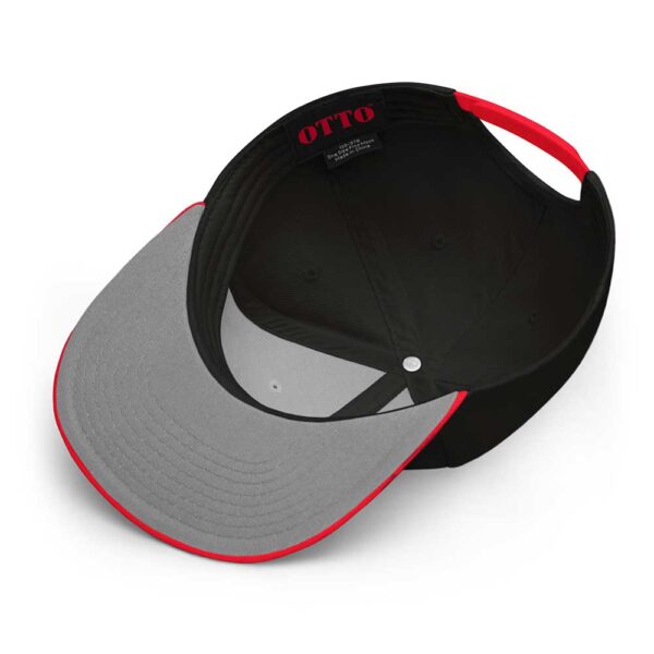 Red/Black/Black Snapback (White Stitch, Cursive) - Image 6