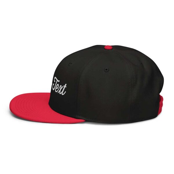 Red/Black/Black Snapback (White Stitch, Cursive) - Image 5