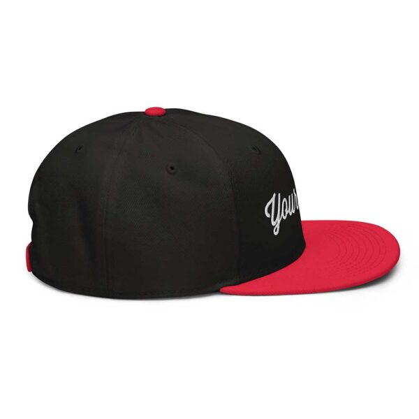 Red/Black/Black Snapback (White Stitch, Cursive) - Image 2