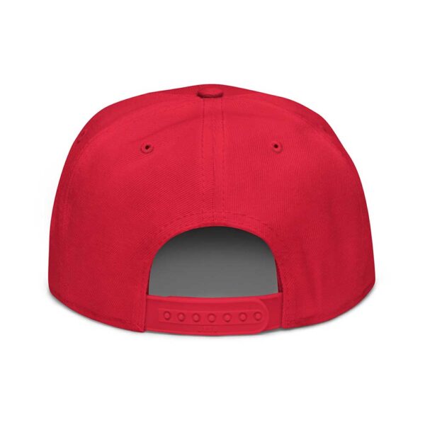 Red Snapback (White Stitch, Cursive) - Image 2